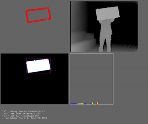 KinectPortal Process screenshot with depth thresholding. No ofxControlPanel.